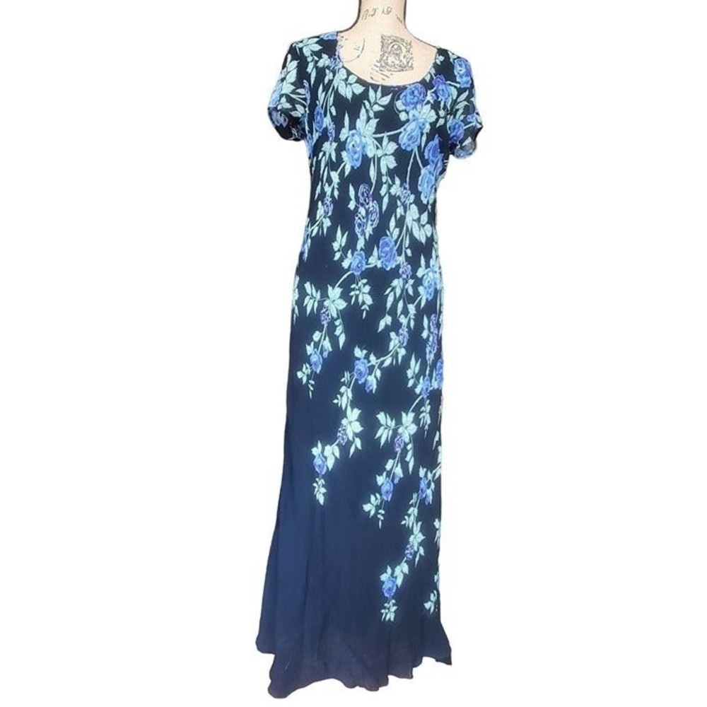 Vintage Paradise East Floral Maxi Dress Womens Large